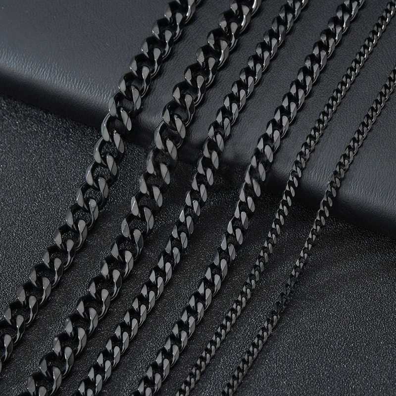 Simple Cuban Chain Necklace for Men Gold Color Stainless Steel Chain On The Neck Choker Jewelry Party Boy Gift XJ250708