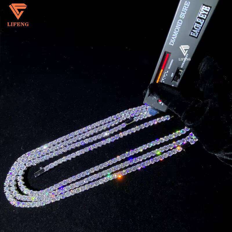Pass Tester D Color Ice Out Necklace Sier Dia 6mm Vvs Moissanite Tennis Chain Hip Hop Jewelry