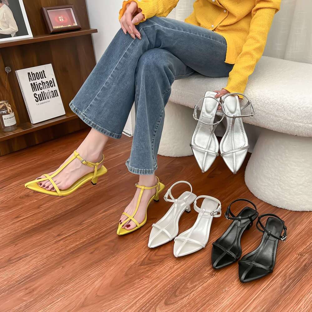 High Heel Sandals for Women with a Sense of Sophistication, Roman Shoes, 2025 New Summer Versatile Thin Strap Sandals, French Style Women's Slipp