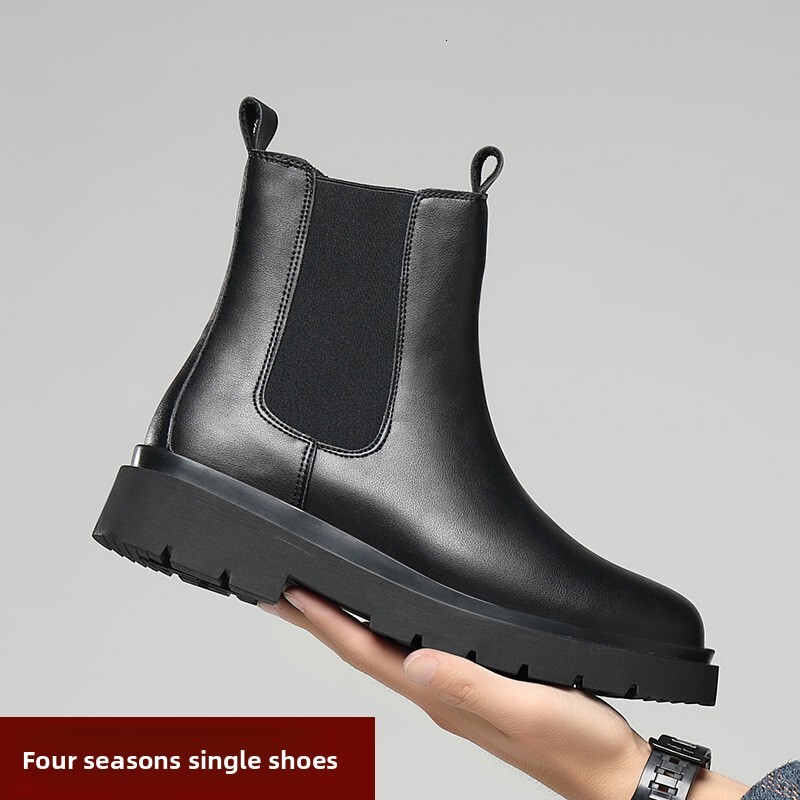 Large Size Autumn Winter Men's British Style Short Tube Fleece Lined Warm Thick Sole Trendy Martin Boots 6032-H