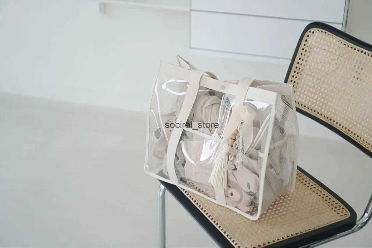 Summer Transparent PVC Beach Bag Waterproof Handbags Capacity Large Shoulder Hanging ket for Baby Stuff Q250728