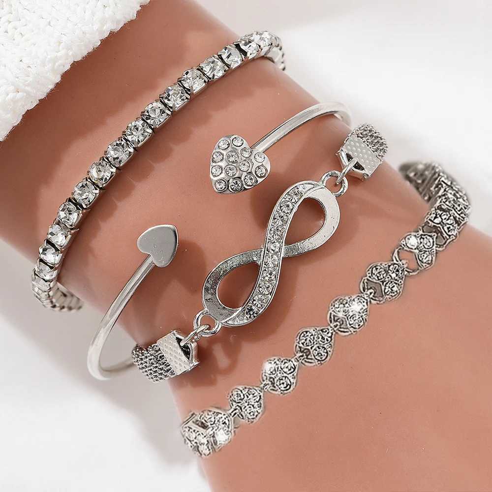Vintage Elegant 4pcs Bracelet Set - Adjustable Heart Infinity Bangle - Womens Daily Gift Occasion Jewelry W250728