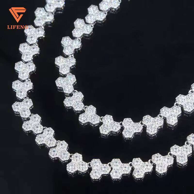 Fashion Jewelry Good Price Baguette Tennis Necklace Bling Dia VVS Moissanite Chain for Men and Women