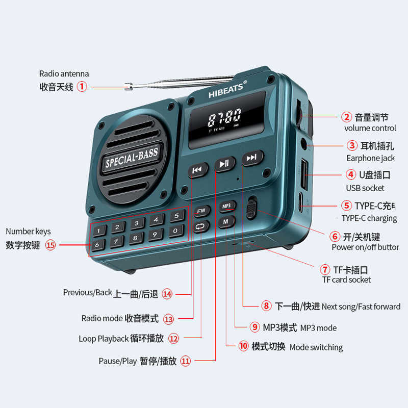 2025 Bluetooth Radio - FM/AM Digital Push-button Radio - Elderly Radio for Listening to Music X250505