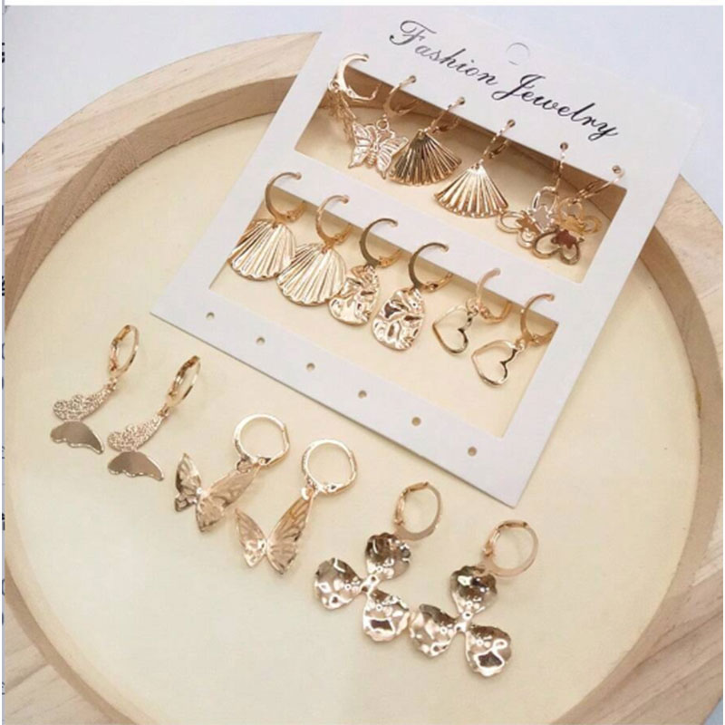 2025 Cute 9-Pair Set Earrings Fashion Accessories
