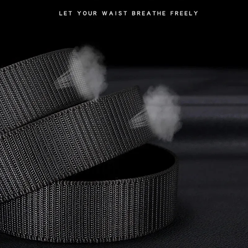 Mens Belt Automatic Metal Buckle Nylon Webbing Outdoor Work Toothless Casual Sports Canvas 250716