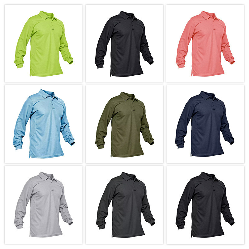 Sports Long Sleeve Polo Shirt Breathable Golf Long Sleeve Solid Color Turn-down Collar T-shirt Outdoor Casual Long Sleeve 240810