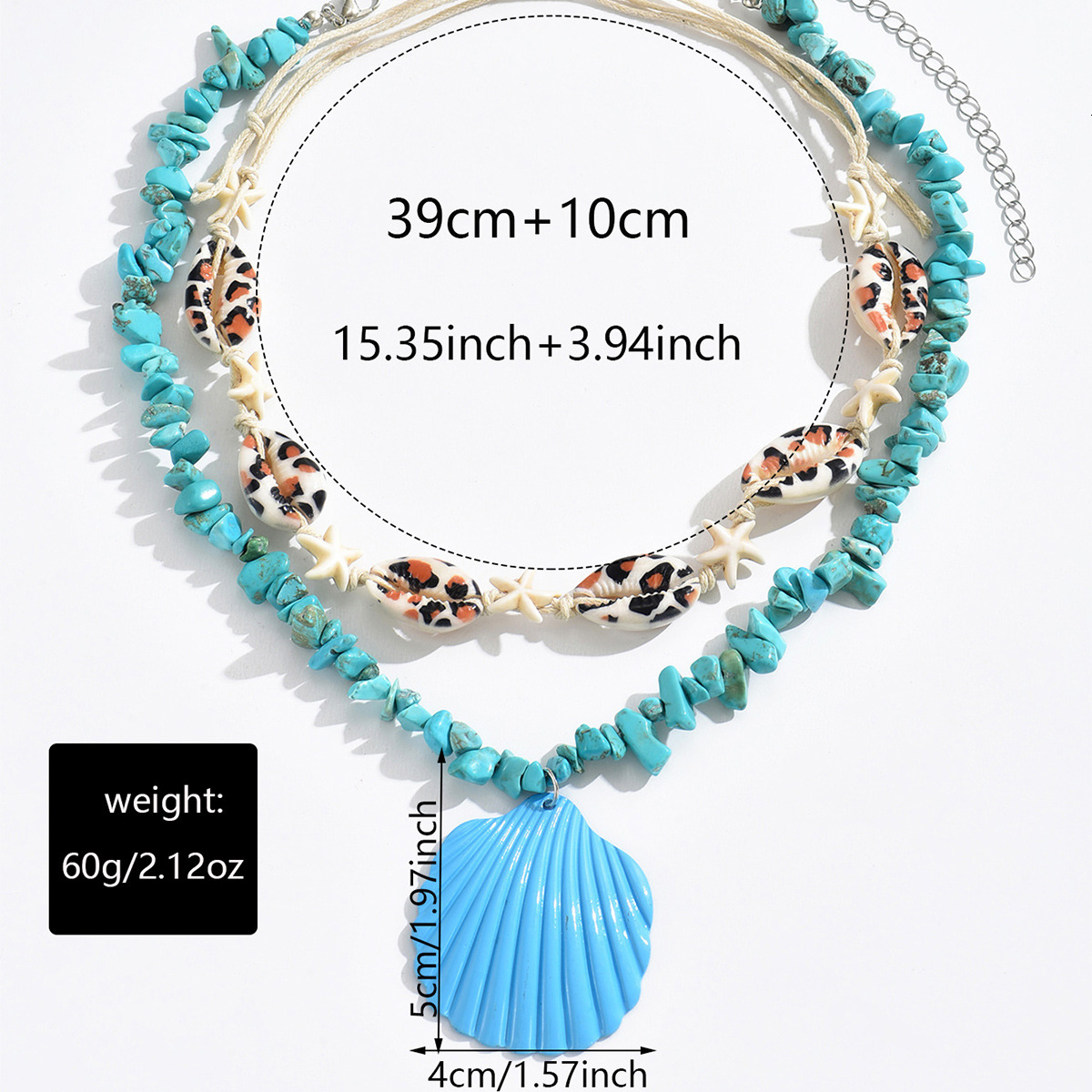 New Beach Starfish Shell Pendant Necklace for Women Fresh Sweet Colorful Crushed Stone Summer Ocean Collarbone Chain Jewelry for Women