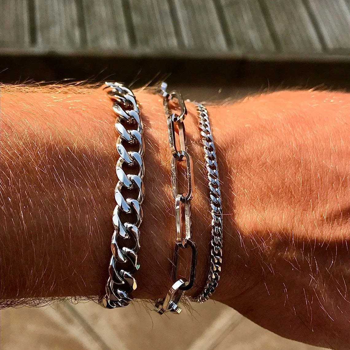 Vnox Mens Simple 3-11mm Stainless Steel Curb Cuban Link Chain Bracelets for Women Unisex Wrist Jewelry Gifts W250728