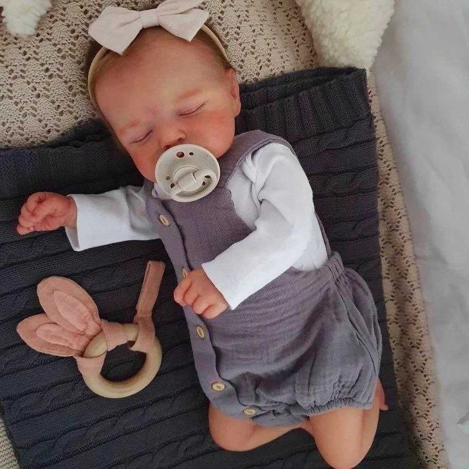 46CM Already Finished Reborn Rosalie Sleeping Doll Newborn Hand-rooted Hair 3D Painted Skin Tone Visible Veins Christmas Gift W250728