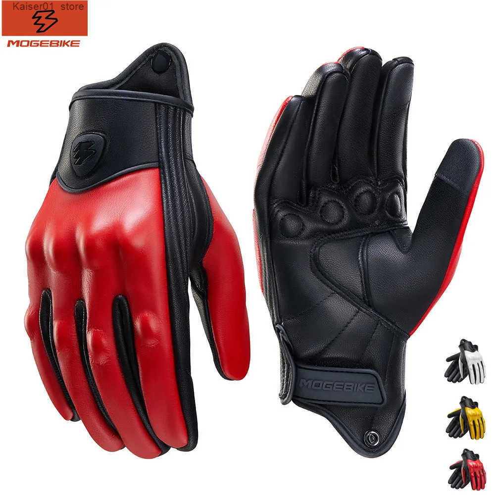 Retro Red ather Motorcycle Gloves Men Women Breathable Perforated Motorbike Racing Gloves Touch Screen Motocross Moto Gloves Z250725