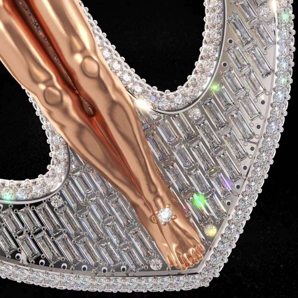 Custom Hip Hop Chain Sier Vvs Moissanite Lab Dia Iced Out Jewelry Cross Pendant