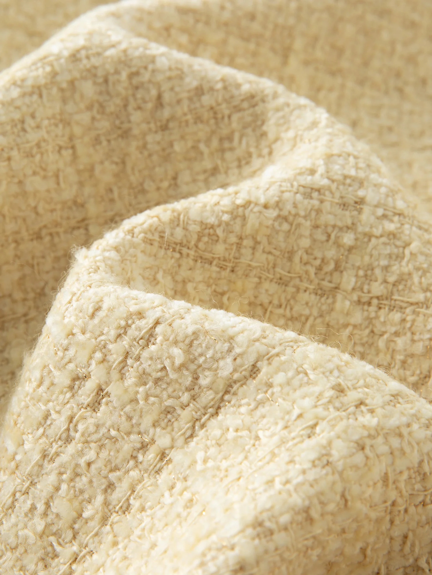 209% Wool Women Short Tweed Jacket Light Yellow Gentle Style Female Winter Thickened Single Breasted Coats 24DS84418 w250728