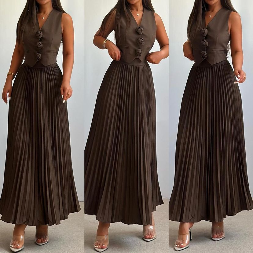 Free shipping designer dress for women Fashionable dress with breathable drape and casual long skirt