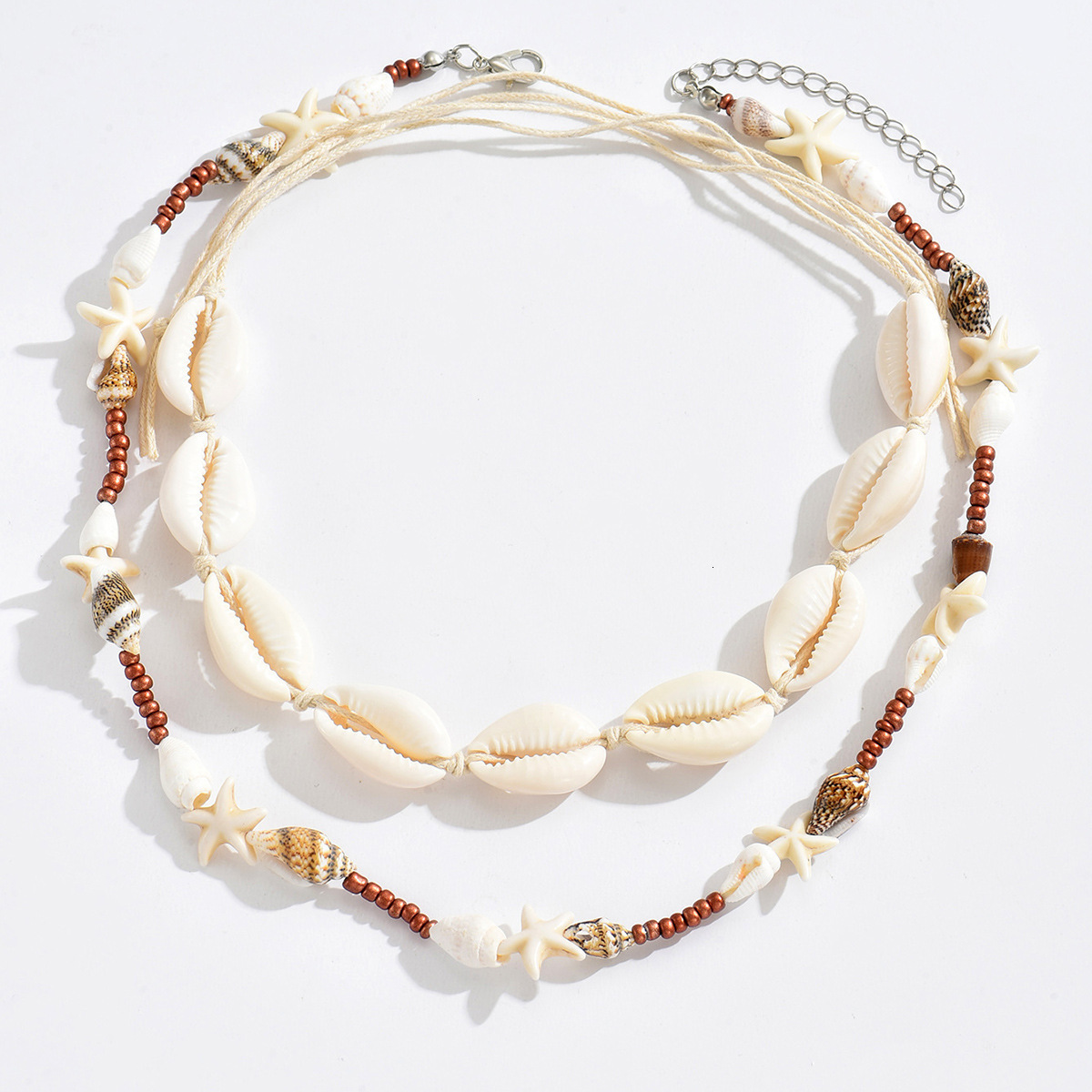 Bohemian Fashion Summer Vacation Style Shell for Women Versatile Conch Layered Necklace Set Jewelry for Women