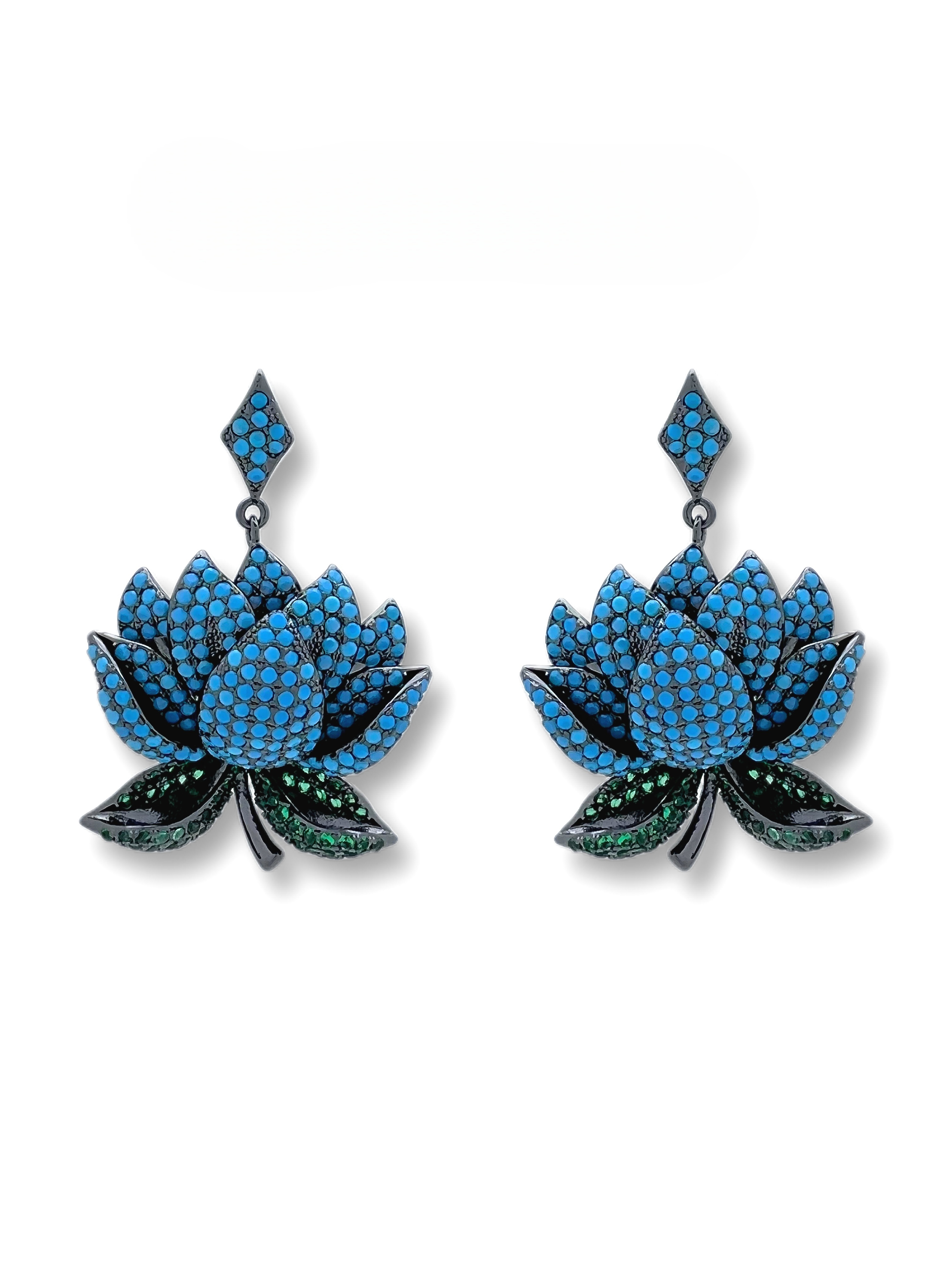 Lunaria Jewelry Blue Lotus Earrings with 925 Sterling Silver Ear Posts Hypoallergenic Minimalist Studs, Elegant Gift for Women