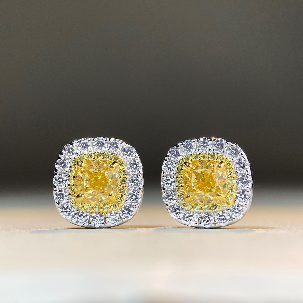 S Pure Jewelry Set Sier Pendant Necklace Earrings Full Inlaid Yellow Dia Ring for Women Jewelry for Women