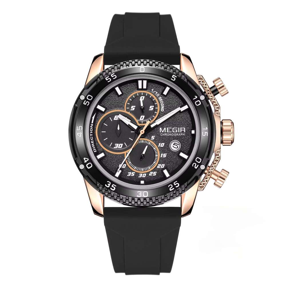 DHgargets MEGIR Men's Sports Watch - Chronograph, Luminous,Waterproof, Silicone Strap, Digital-Analog Wristwatch