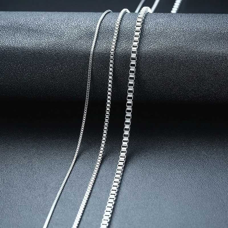 18 to 24 Inch Mens Thin Box Chain Necklace 1.5/2/2.5/3MM Stainless Steel Chain Link Collars Gift Male DIY Jewelry XJ250708