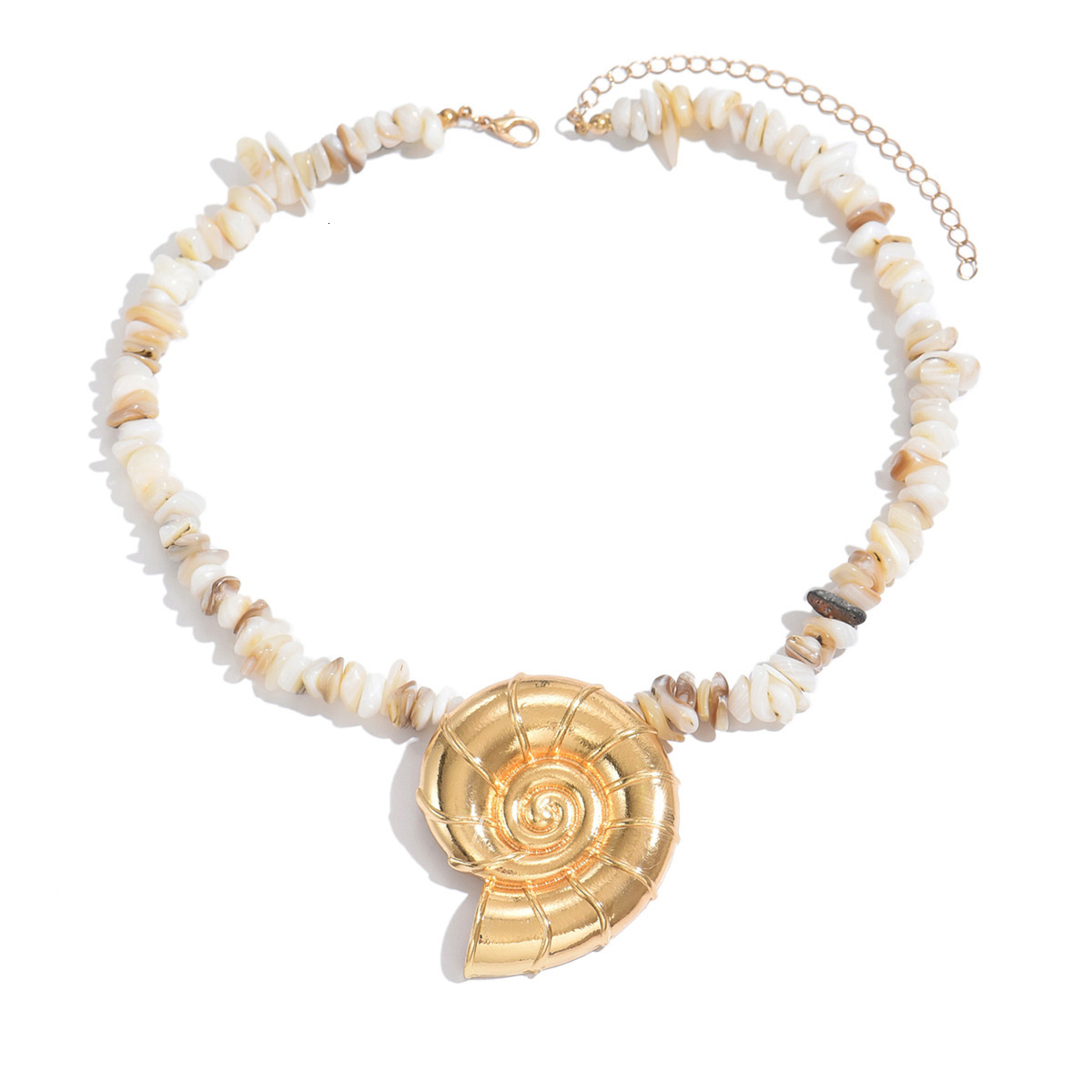 New Exaggerated Oversized Alloy Conch Pendant Necklace for Women Trendy Beach Ocean Shell Clavicle Chain Jewelry for Women