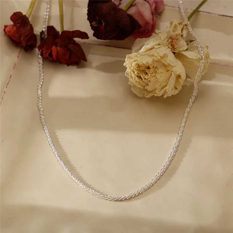 Authentic S925 Sterling Silver Necklace 2mm Sparkling Collarbone Sweater Chain High Charm Jewelry Gift Women XJ250708