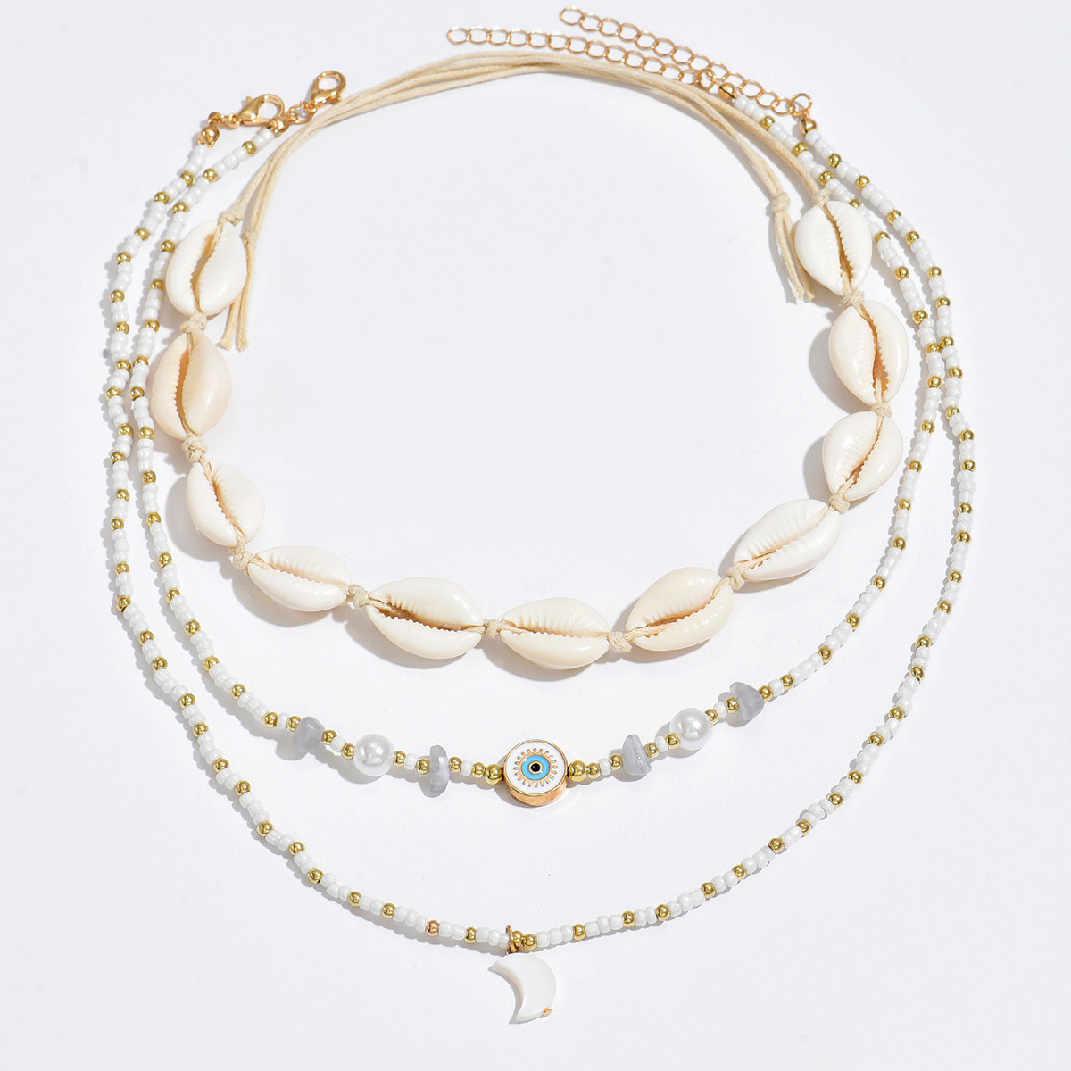 Beach Vacation Style Shell Light Niche Design White Rice Pearl Jewelry Necklace Set for Women Jewelry for Women