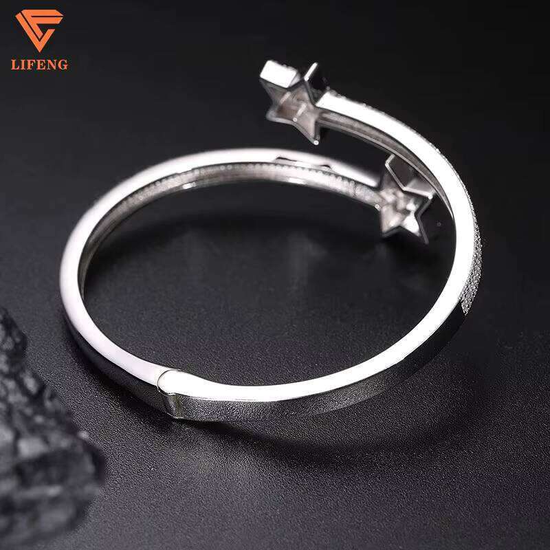 Lifeng Jewelry Pass Dia Tester VVS Moissanite Star Bangle Baguette Cut Sier Bling Men Women Bracelet
