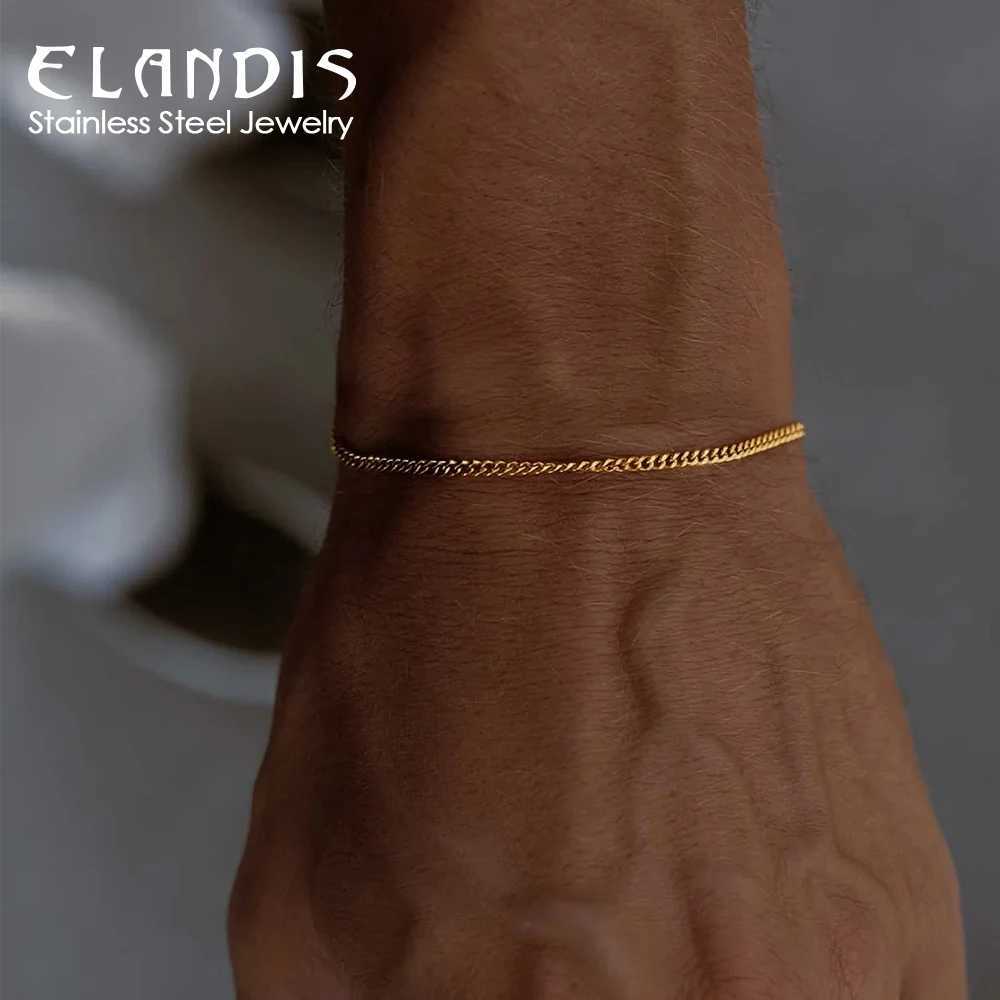 1.8MM Minimalist Cuban Chain White Gold Bracelet Mens Stainless Steel Does Not Lose Color Accessories Wholesale W250728