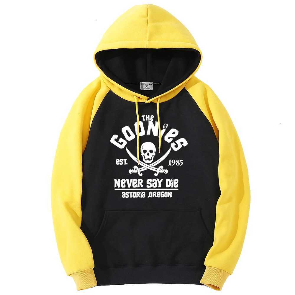 Goonies Never Say Die Color Collision Hoodie Mens Loose O-neck Clothing Wool Casual Hoodie Raglan Sweatshirt Manga Hip Hop W250408