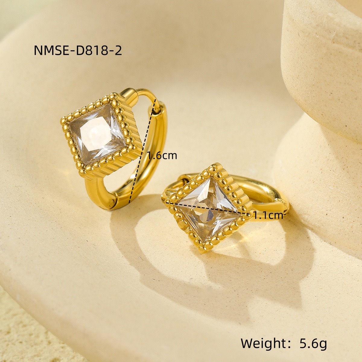 New lightweight luxury stainless steel diamond-encrusted zirconia earrings