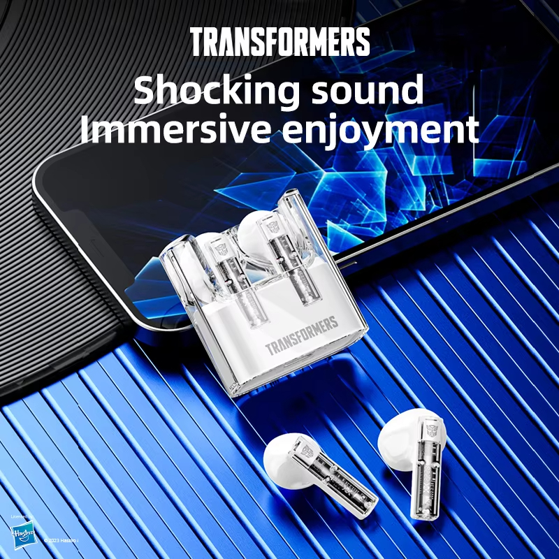 TRANSFORMERS TWS Transparent Gaming Earphones Music HD Call HiFi Sound Low Latency Headphones Fashion Bluetooth Earbuds TF-T08