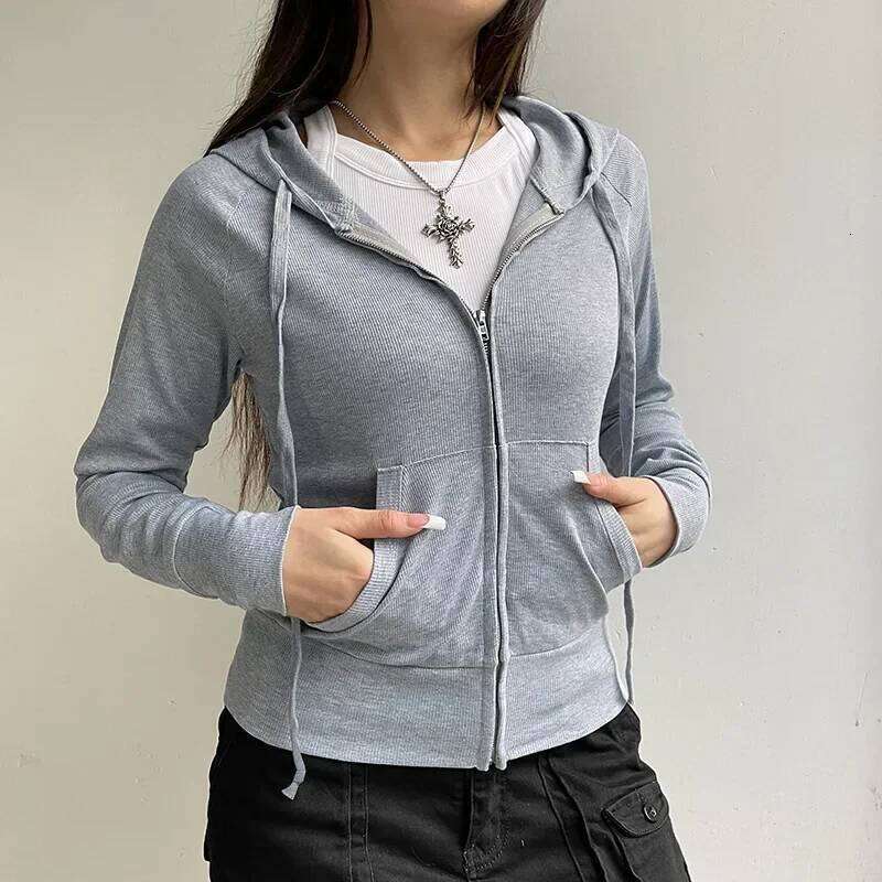 Casual Streetwear Basic Hooded Pockets Sweatshirt Tracksuit Solid Long Sleeve Hoodies Women Autumn Spring Fashion