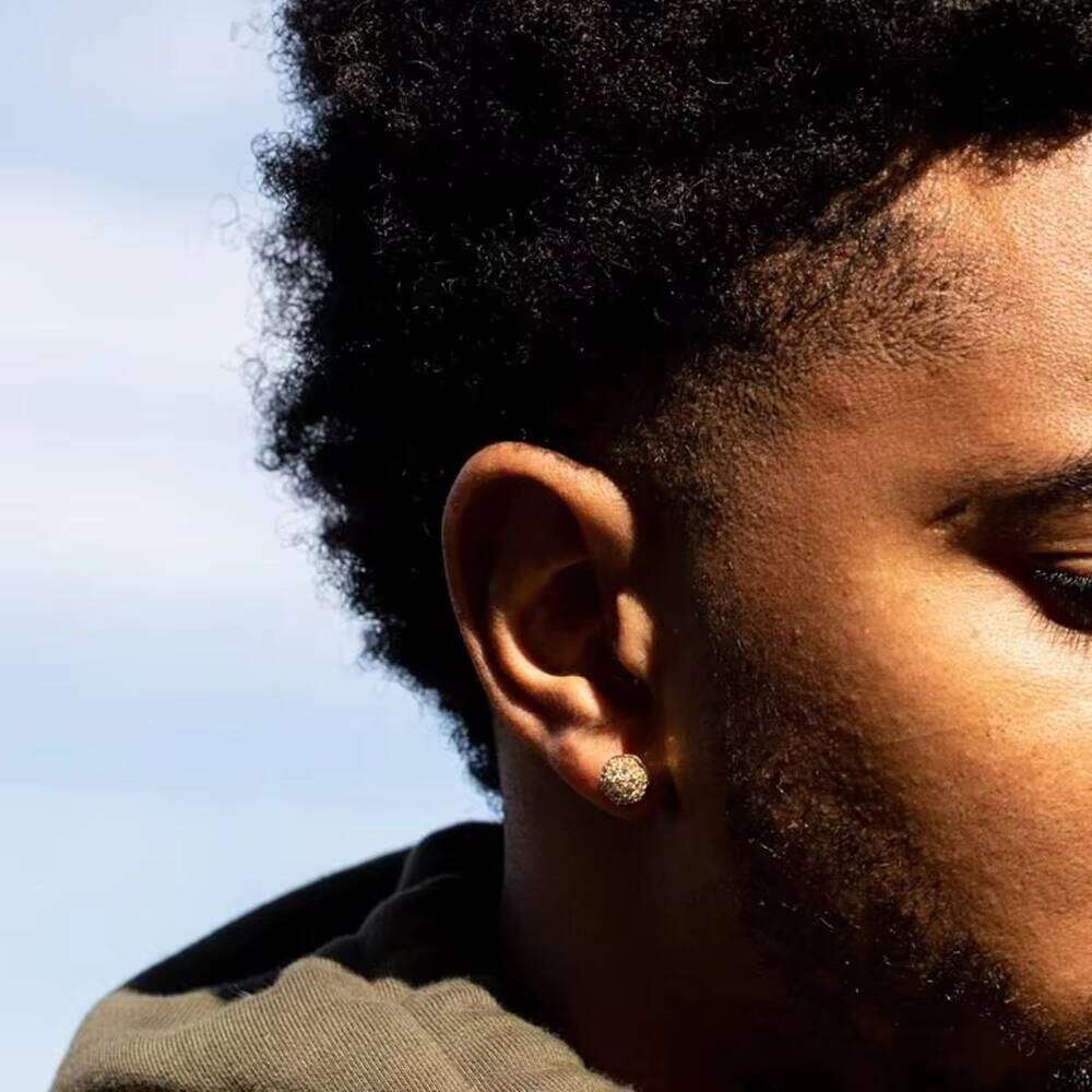 Sterling Sier Screw Back VVS Gold Plated Flower Cluster Men Iced Out Silicon Stone Stud Earrings