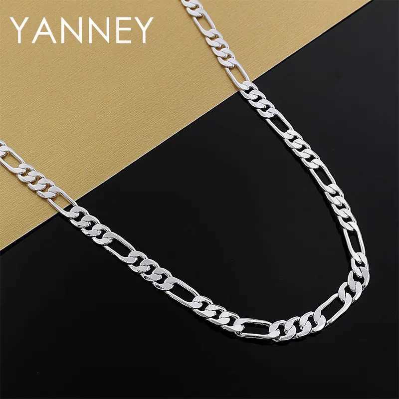 New 925 Sterling Silver Necklace 2/4/6/8/12MM 40-75cm Figaro Chains Mens Necklace Hip Hop Women Engagement Jewelry XJ250708