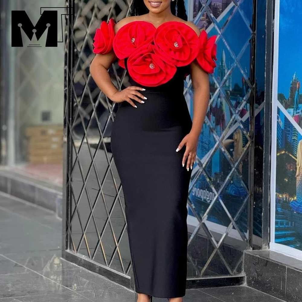 MT Elegant Cocktail Dress for Women Sexy Off the Shoulder Big Florals Bandage Bodycon Long Dress for Party Birthday Homecoming Z250728