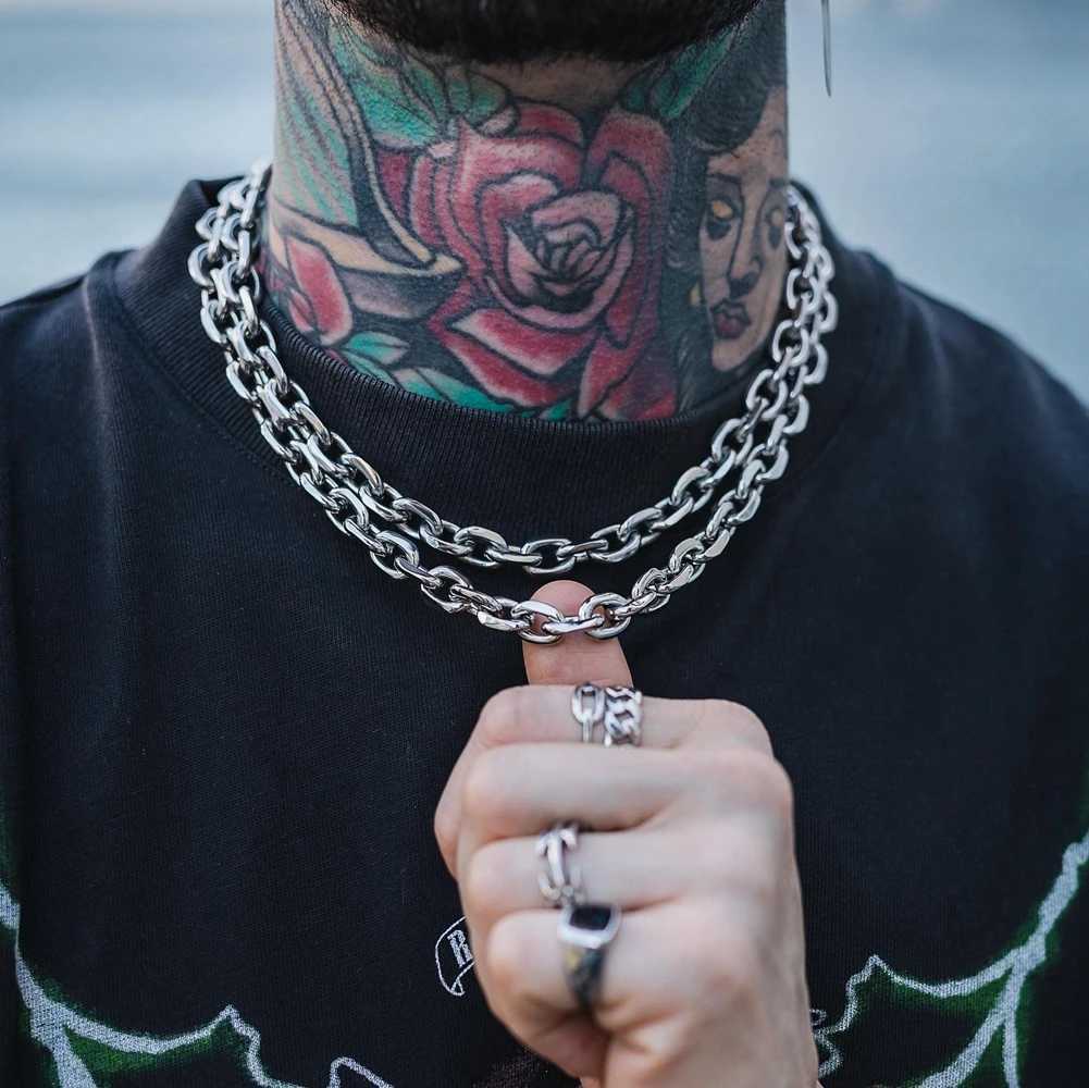 8mm Chunky Beveled Cable Link Chain Necklace Stainless Steel Grunge Jewelry Punk Gothic Necklace Gift for Him XJ250708