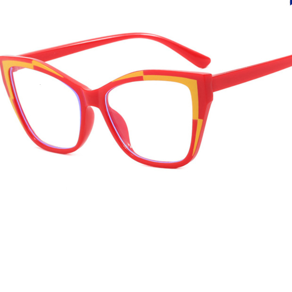 Color Block Cat Eye Non-Prescription Glasses Blue Light Blocking Style Eyeglass Frames for Women Personality Versatile Fashion Eyeglass Frames 250728