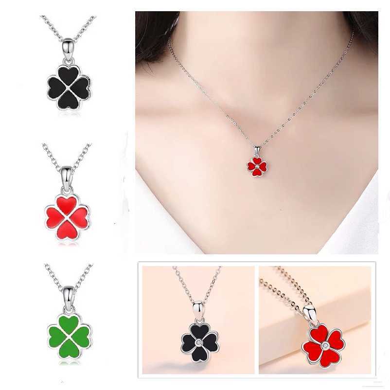 Pendant Necklace for Women Red Black Green Clavicle Chain 925 Silver Plated Cute Princess Style Z250910