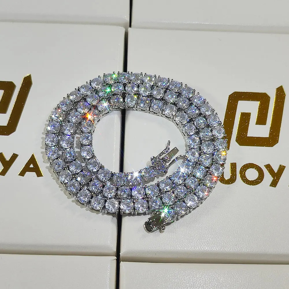 Hip-Hop 1 Row Cz Tennis Chain Necklace Cubic Zircon Iced Out 3Mm 4Mm 5Mm 6Mm 18/K Rapper Necklace Drop Jewelry 250722