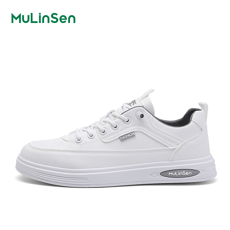 Mulinsen summer men's casual shoes 2025 new genuine leather breathable sneakers men's versatile trendy white shoes for work