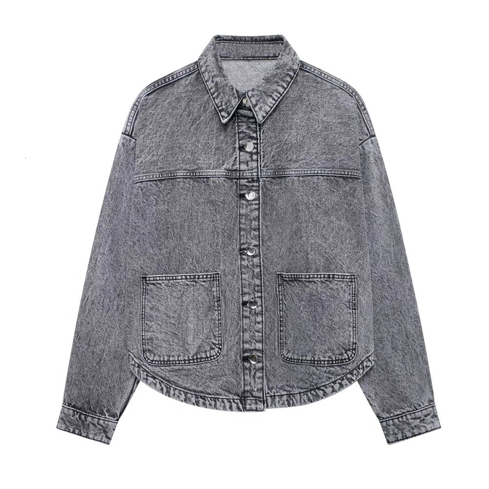 UNIZERA Autumn Product Fashion Casual Womens Versatile Buckle Patch Denim Jacket Coat 250728