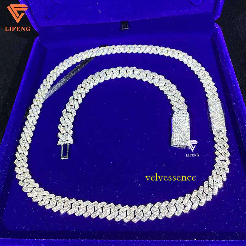 Fine Jewelry VVS Dia 2rows 10mm S Sier GRA Full Iced Out Moissanite Necklace Hiphop Cuban Link Chain for Men