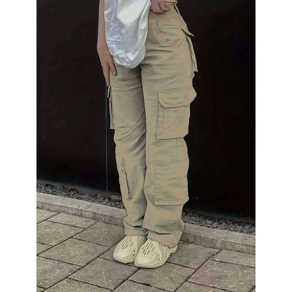 Y2K women's street hip-hop style high waisted fashionable trend workwear denim casual pants