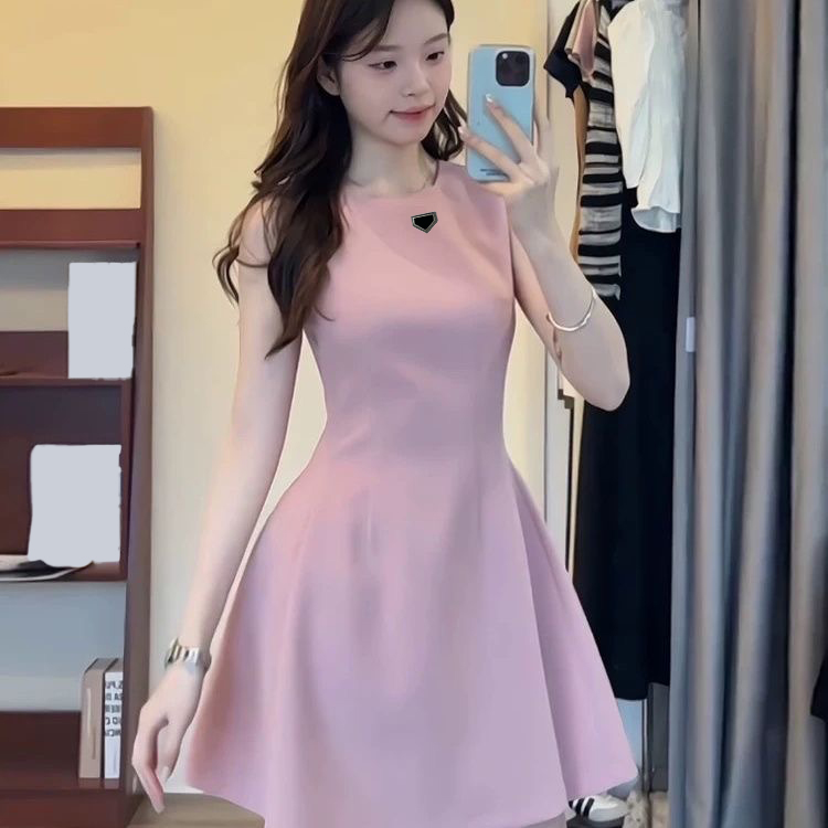 dresses for woman designer summer womens clothing new product temperament slim fit solid color round neck hanging neck backless short dress
