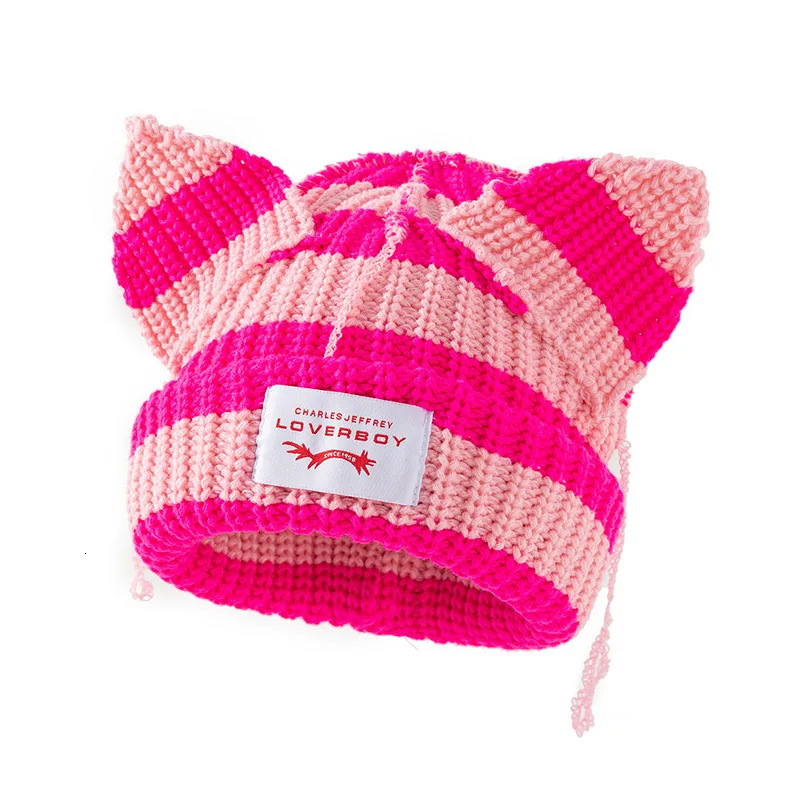 Autumn Winter Cute Ear Beanies Skullies Cap Fashion Women Men Warm Outdoor Unisex Knitted Hat Loverboy Y2K Personality Cold Hats 250724