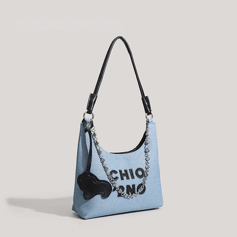 2025 Designer's New Korean Denim Handbag Fashion Multi functional Hobo Shoulder Bag