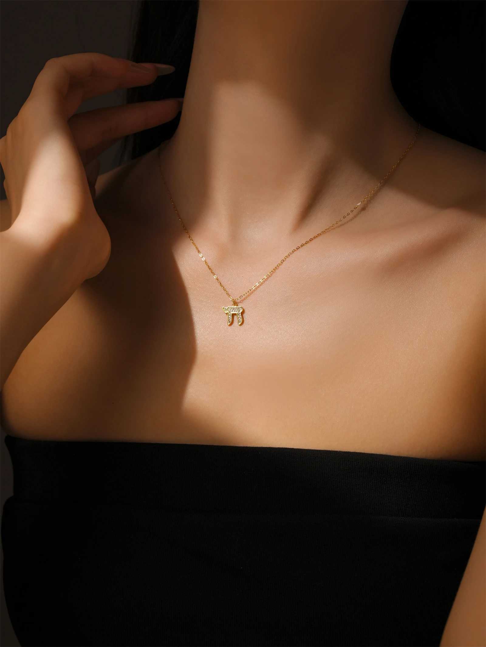 Sterling Silver Gold Symbol Charm Necklace with Cubic Zirconia Elegant Fine Jewelry Gift for Women Z250910