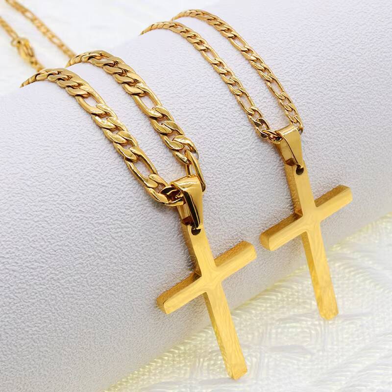 JY Fashion Hot Simple Stainless Steel Necklace 18k Gold Dainty Cross Necklace for Men Cross Necklace Women Jewelry