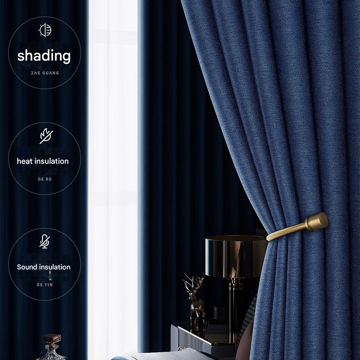 YL-36738 Punch-free sunshade curtains, fully blackout curtains, finished curtains, strong blackout and heat insulation floating curtains, blackout cur