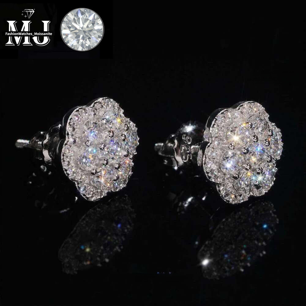 Elegant Dazzg Trendy wer 10MM Moissanite Dia Ear Studs For Men Women Hip Hop Jewelry Fine Earrings 10K Solid Gold